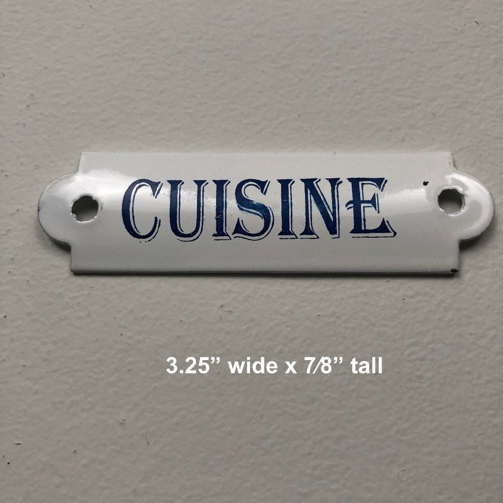 Vintage White Cuisine French Enamel Plaque